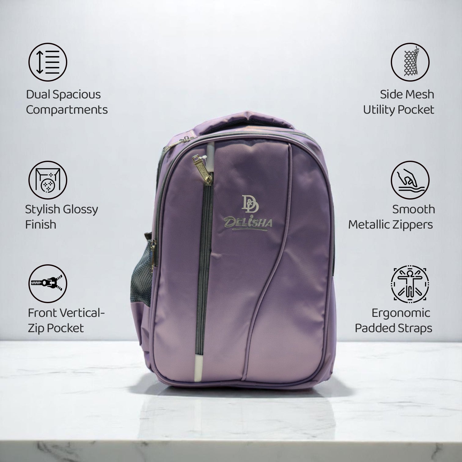Delisha Sleek Lavender Backpack – Everyday Companion