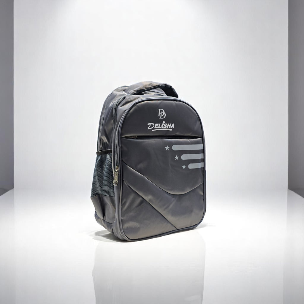 Delisha Star Grey Backpack – Sleek, Smart & Stellar