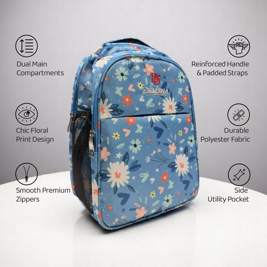 Delisha Bloom Blue Backpack – Floral Charm