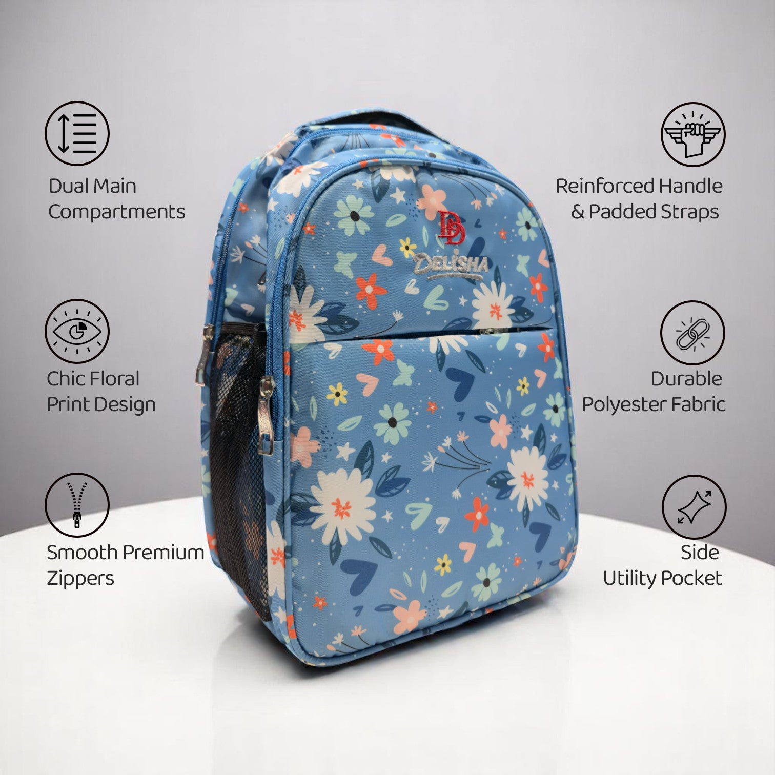 Delisha Bloom Blue Backpack – Floral Charm