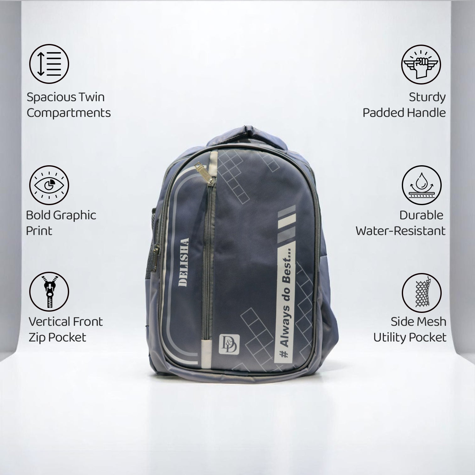 Delisha Graphite Grey Backpack – #AlwaysDoBest Edition