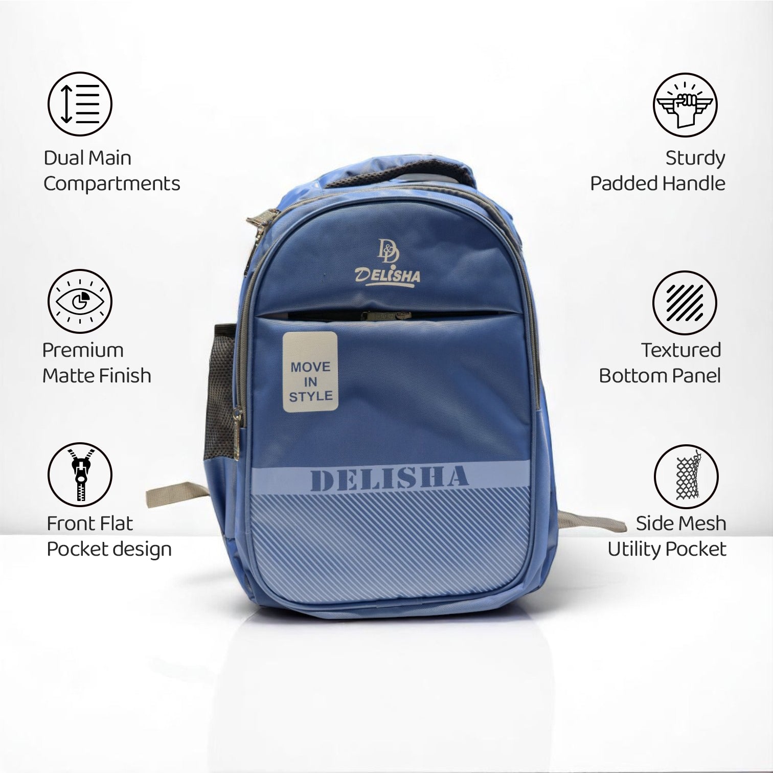Delisha Blue Stride Backpack – Move in Style, Stay Ahead