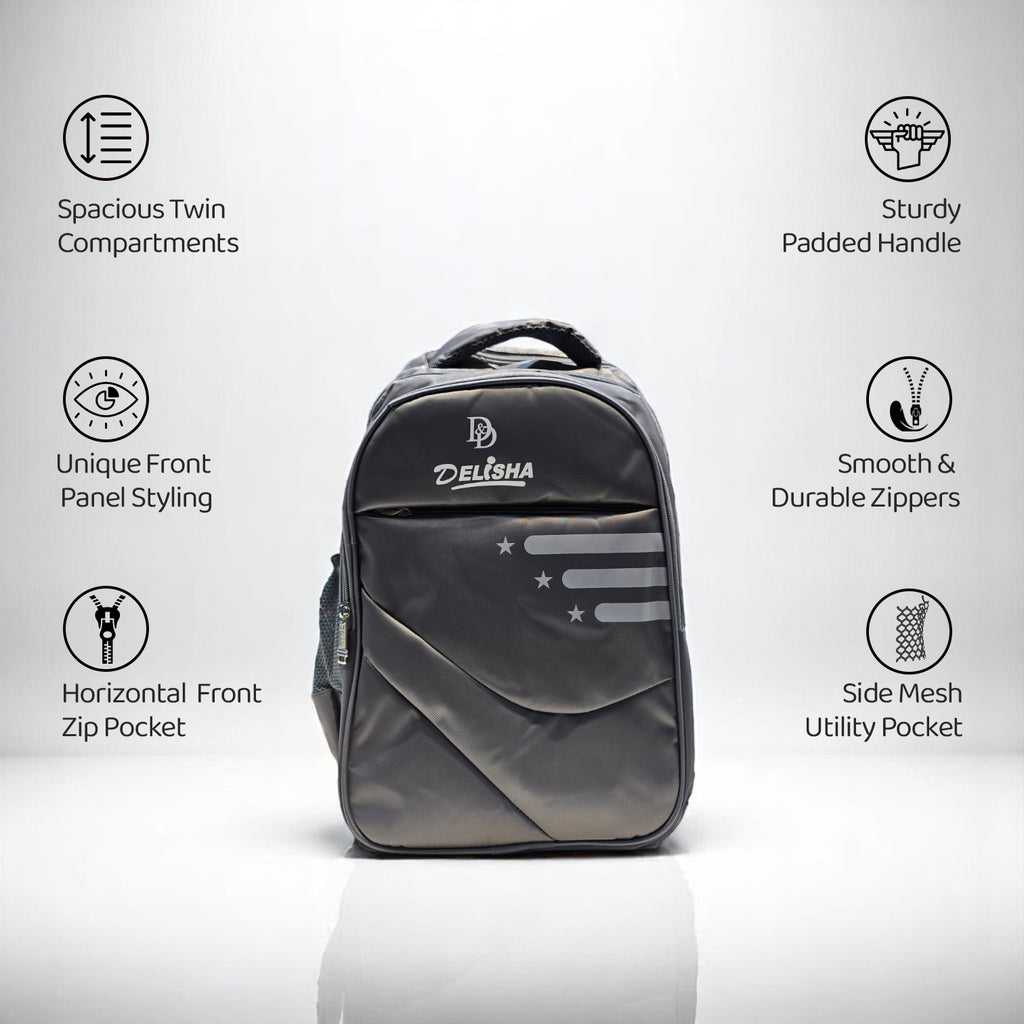 Delisha Star Grey Backpack – Sleek, Smart & Stellar