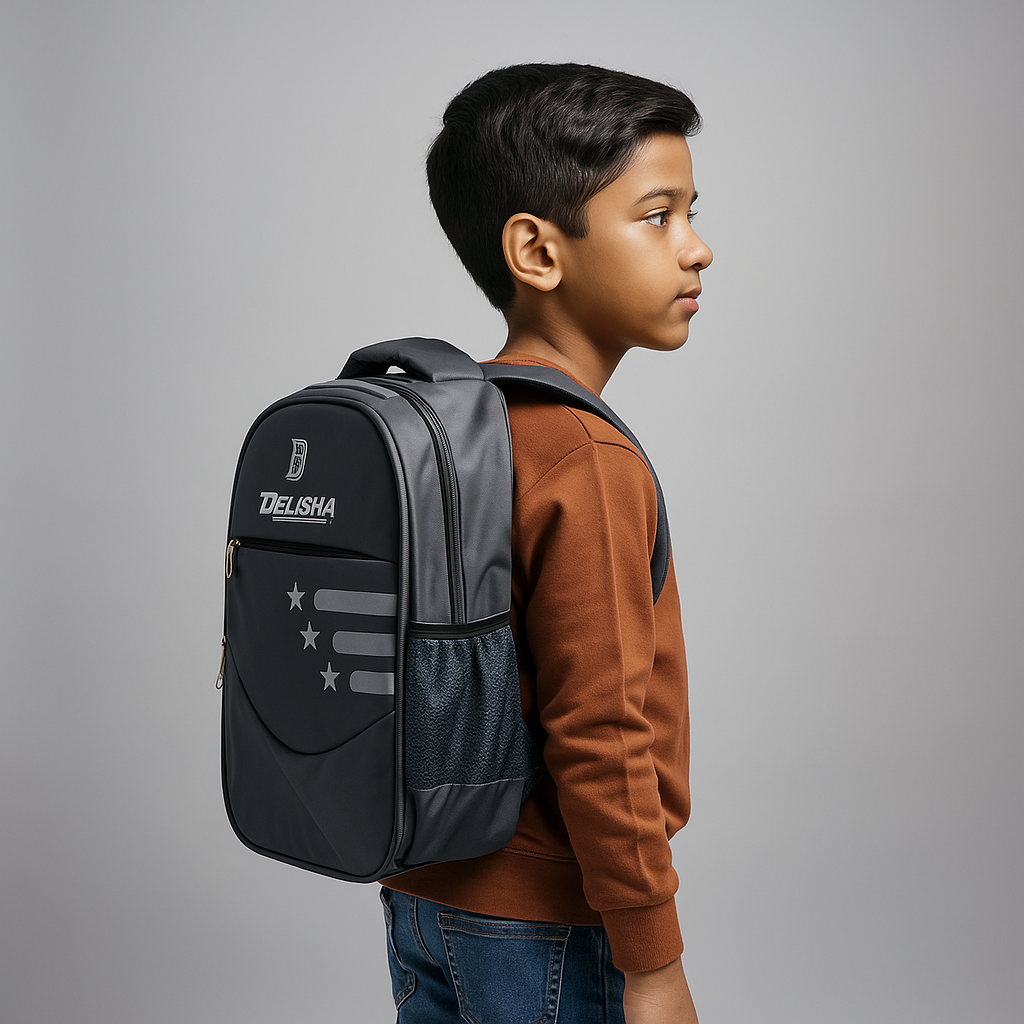 Delisha Star Grey Backpack – Sleek, Smart & Stellar